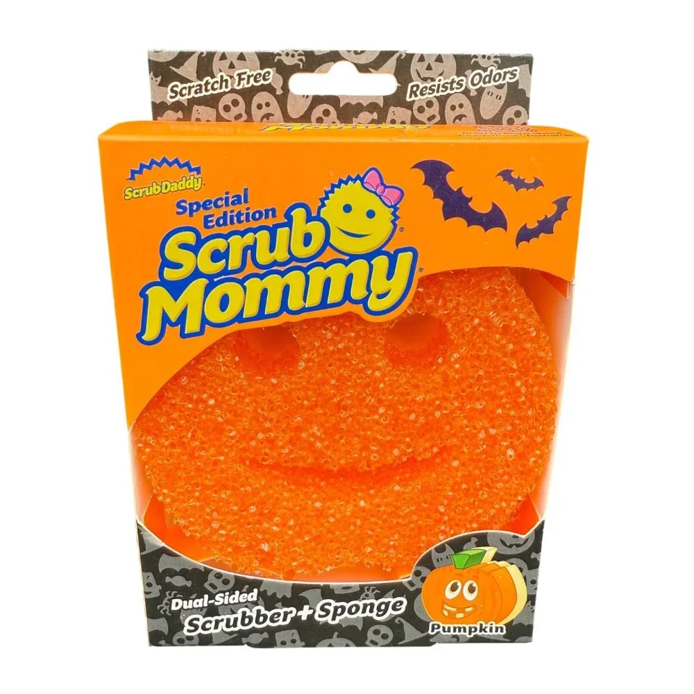 Scrub‎ Mommy Halloween Pumpkin Dual-Sided Scrubber & Sponge 2 Pack Special Ed